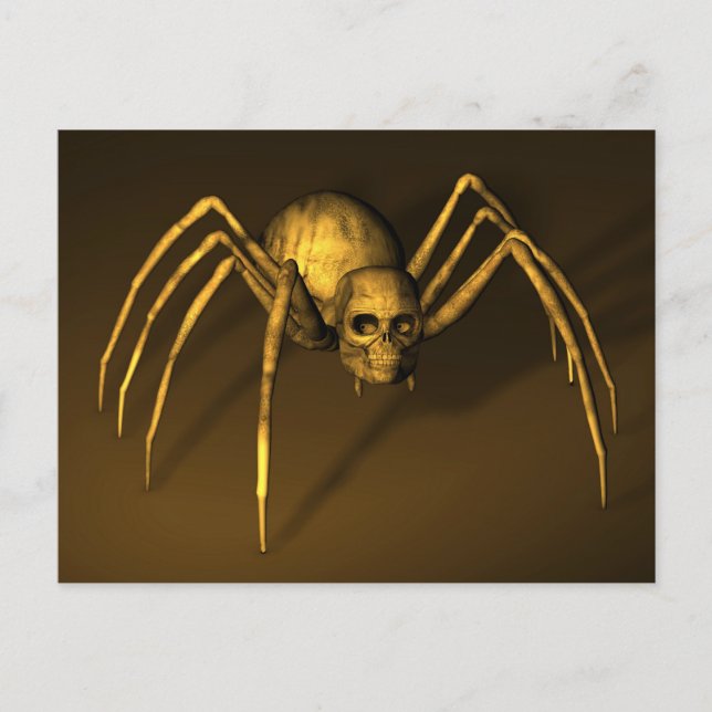 Cartão Postal Crânio de Aranha do Halloween (Frente)