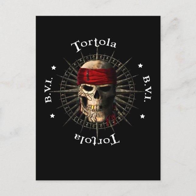 Cartão Postal Crânio de Pirata de Tortola BVI (Frente)