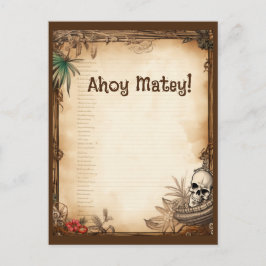 Cartão Postal Crânio de Pirata Fale como um pirata aniversário