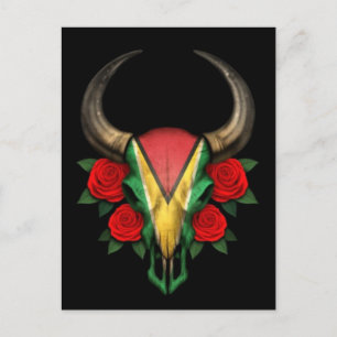 Cartão Postal Crânio de Touro com Rosas Vermelhas da Bandeira da