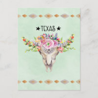 Crânio De Vaca Do Texas Boho Com Flores Trendência