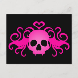 Cartão Postal Crânio de vampiro, rosado, gótico, a preto