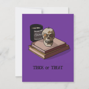 Cartão Postal Crânio de Whimsic Curioso do Halloween