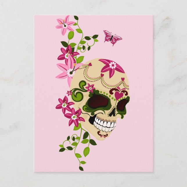 Cartão Postal Crânio do açúcar [Día de Muertos] (Frente)