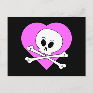 Cartão Postal Crânio do Coração Rosa