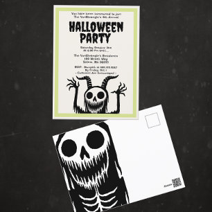 Cartão Postal Crânio do Diabo do Partido Moderno das Halloween