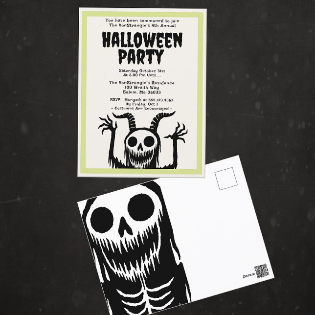 Cartão Postal Crânio do Diabo do Partido Moderno das Halloween (Criador carregado)