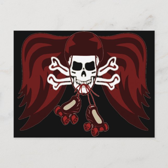 Cartão Postal crânio e skates (Frente)