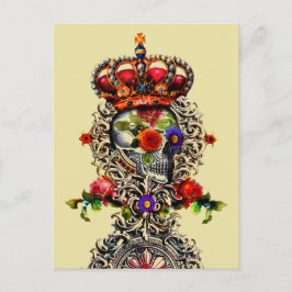 Cartão Postal Crânio Floral Crowado
