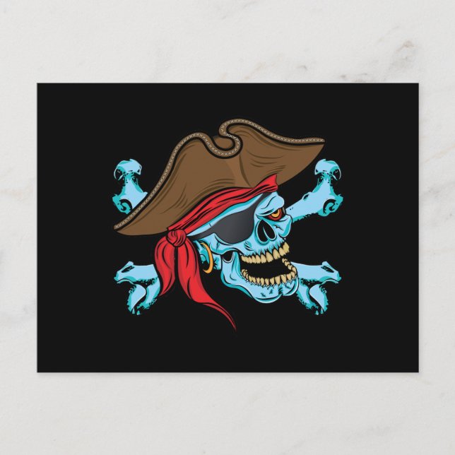 Cartão Postal Crânio Pirata e Crossbone (Frente)