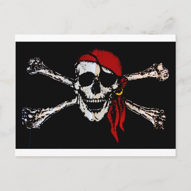 Cartão Postal Crânio Pirata E Crossbones (Frente)