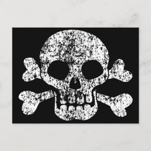 Cartão Postal Crânio vestido e ossos cruzados