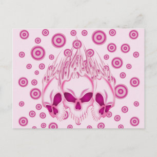 Cartão Postal Crânios cor-de-rosa