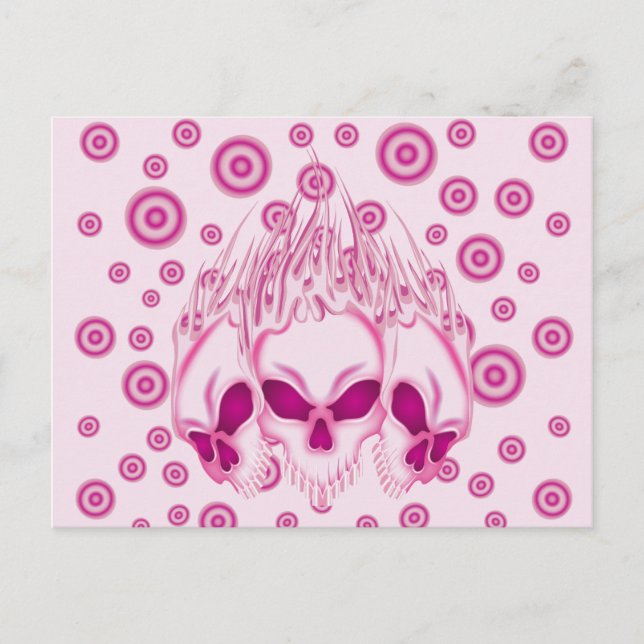 Cartão Postal Crânios cor-de-rosa (Frente)