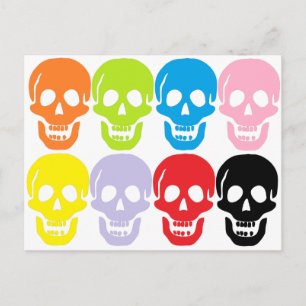 Cartão Postal crânios de cores múltiplas