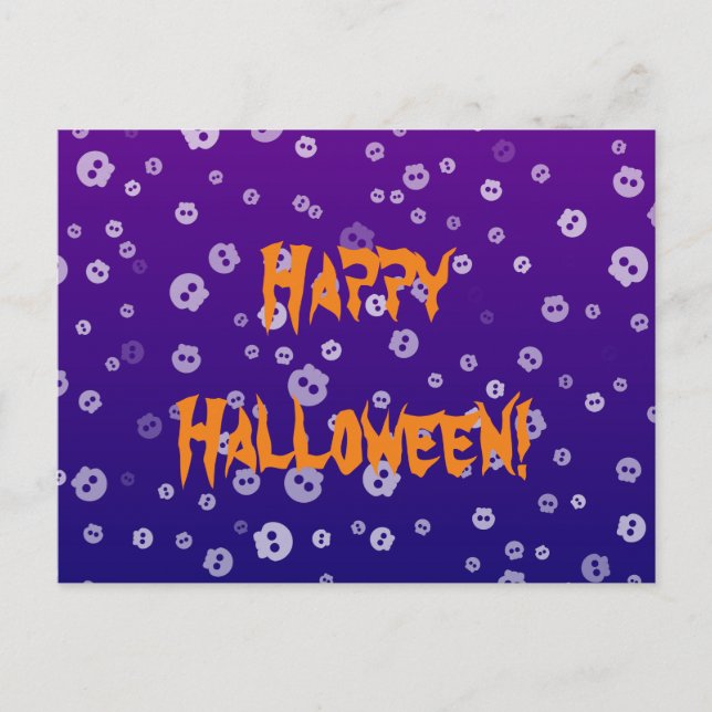 Cartão Postal Crânios de Halloween (Frente)