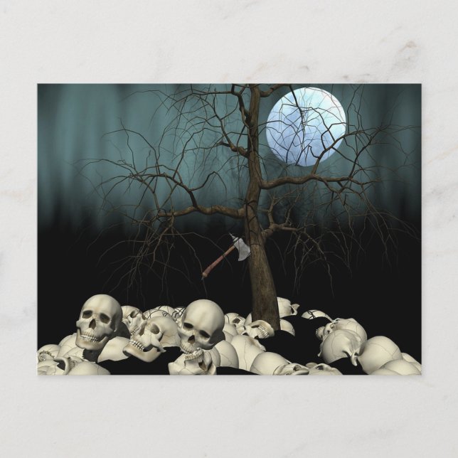 Cartão Postal Crânios de Halloween (Frente)