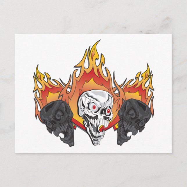 Cartão Postal Crânios flamejantes (Frente)