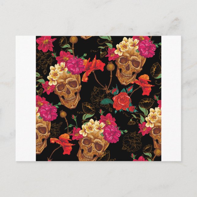 Cartão Postal crânios florais (Frente)