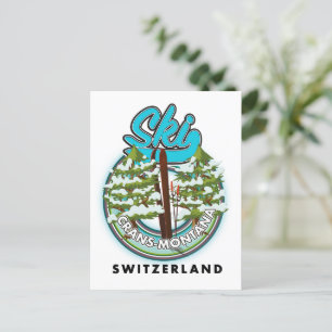 Cartão Postal Crans-Montana Suíça esqui