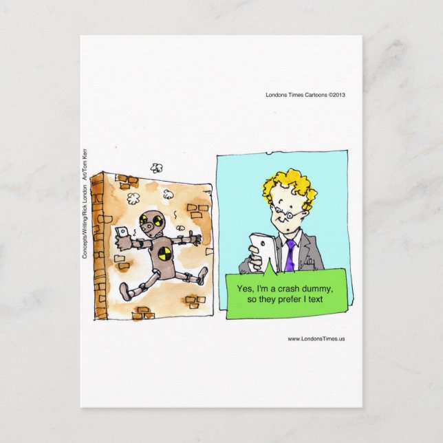 Cartão Postal Crash Text Dummy Engraçado (Frente)
