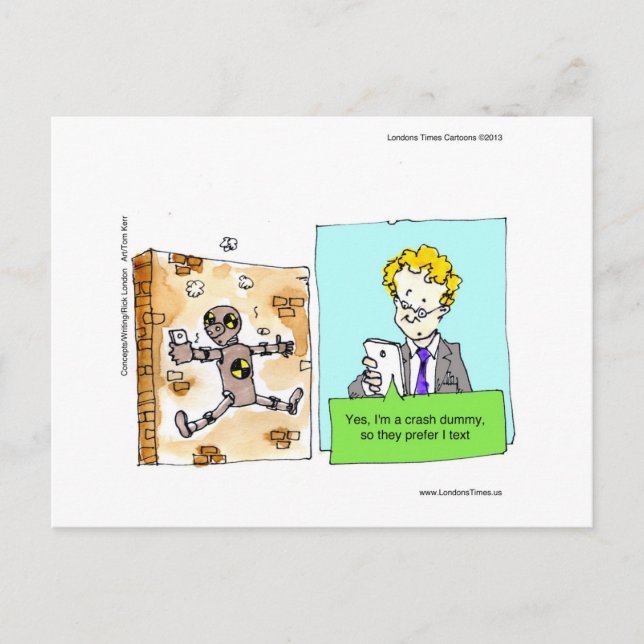 Cartão Postal Crash Text Dummy Engraçado (Frente)