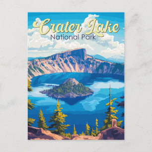 Cartão Postal Crater Lake National Park Ilustração Viagem Art