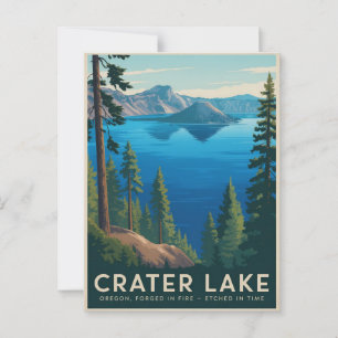 Cartão Postal Crater Lake Oregon - Poster Viagens vintage