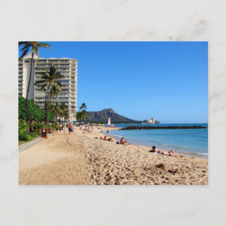 Cartão Postal Cratera Diamond Head com veleiro rosa Waikiki Ha