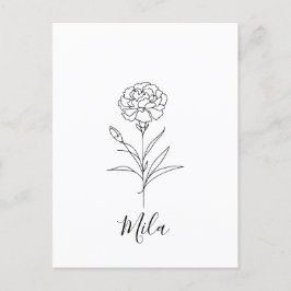 Cartão Postal Cravo de Janeiro Personalizado Flor de Nascimento