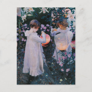 Cartão Postal Cravo Lírio Lírio Rosa John Singer Sargent Arte