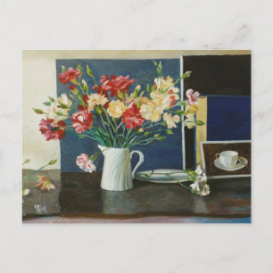 Cartão Postal Cravos em jug espiral 2000