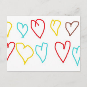 Cartão Postal Crayon Hearts