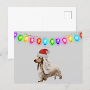 Cartão Postal Cream Christmas Dachshund