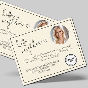 Cartão Postal Cream Professional Hello Vizinho Imobiliário
