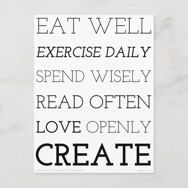 Cartão Postal Creative Mantra Impressão (Frente)