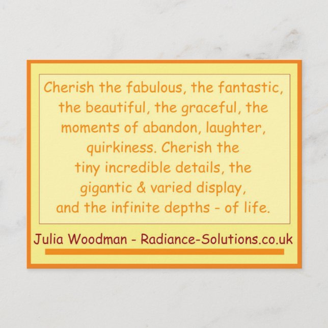 Cartão Postal Creative Postcard para mais 10 coisas para Cherish (Frente)