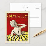 Cartão Postal Crème De Luzy | Leonetto Cappiello<br><div class="desc">Crème De Luzy (1919) | A publicidade da poster Crème De Luzy, de 1919, de Leonetto Cappiello, apresenta um design sofisticado e eterno que apresenta a visão de trás de uma mulher num elegante vestido preto e amarelo. O seu estilo de cabelo refinado e o seu humor sofisticado exaltam a...</div>