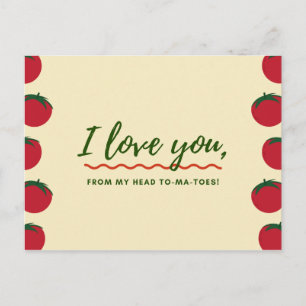 Cartão Postal Creme engraçado e tomate vermelho