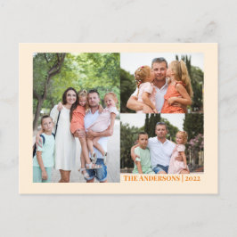 Cartão Postal Creme Foto e Mensagem de Ação de Graças Personaliz