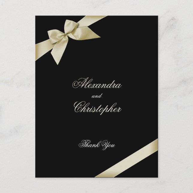 Cartão Postal Creme Ribbon Obrigado (Frente)