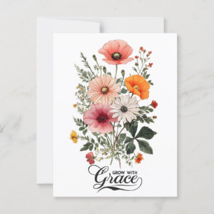 Cartão Postal Cresça com Grace, Vintage Botanical Bloom