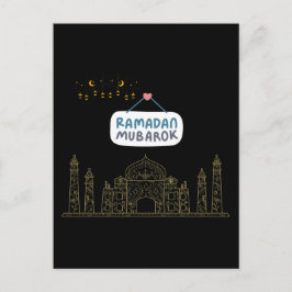 Cartão Postal Crescente Islâmico Arte Tipográfico Ramadan Kareem