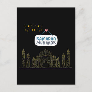Cartão Postal Crescente Islâmico Arte Tipográfico Ramadan Kareem