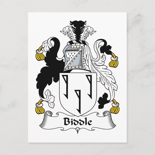 Cartão Postal Crest da Família Biddle (Frente)