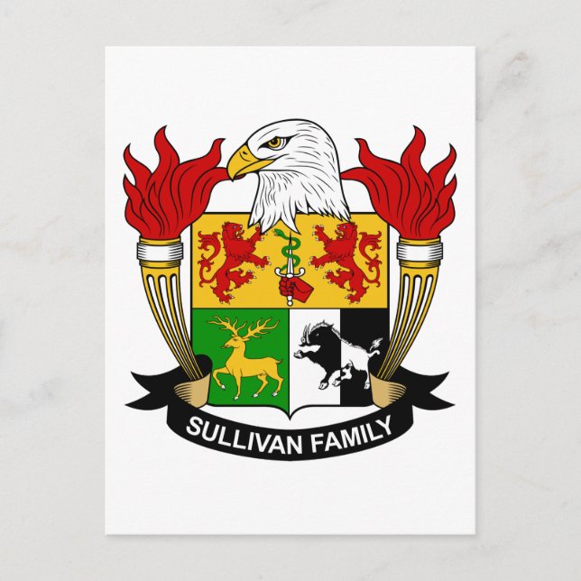 Cartão Postal Crest da Família Sullivan (Frente)