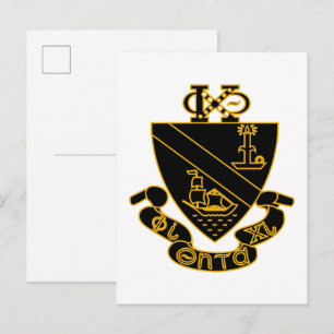 Cartão Postal Crest da Phi Chi Theta Dourado e Preto