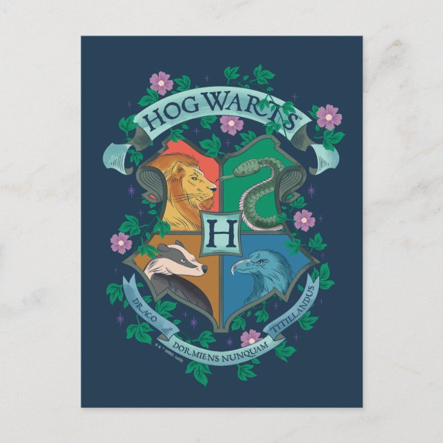 Cartão Postal Crest Floral de HOGWARTS™ (Frente)