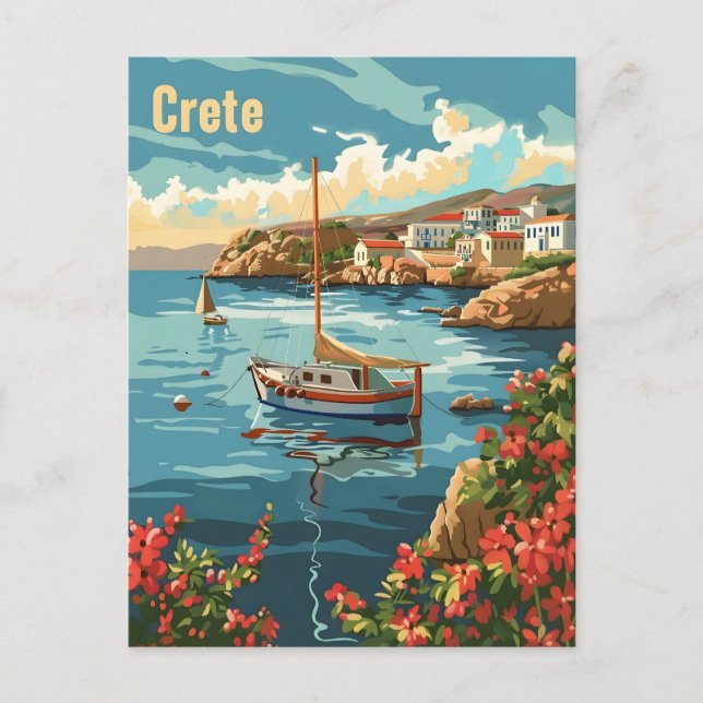 Cartão Postal Crete Grécia Vintage (Frente)