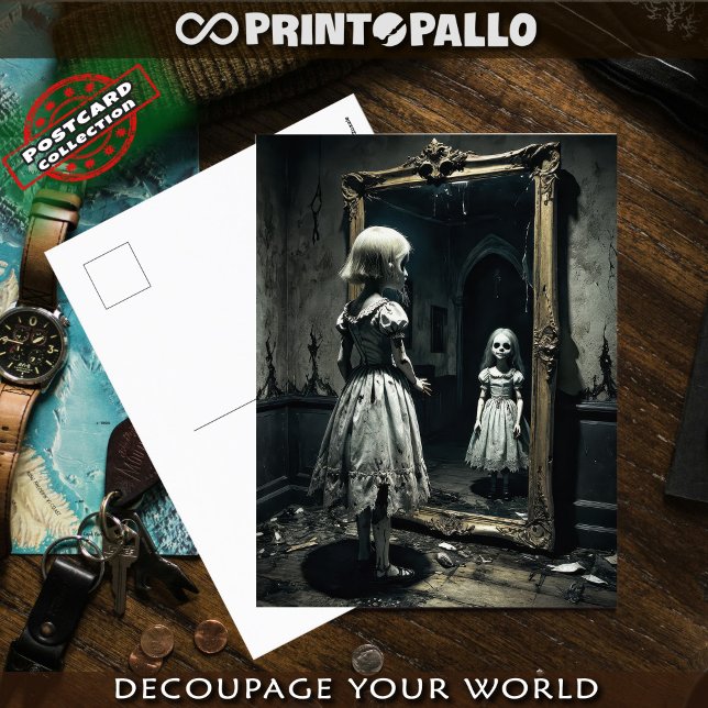 Cartão Postal Criança amaldiçoada fantasma no espelho (Criador carregado)